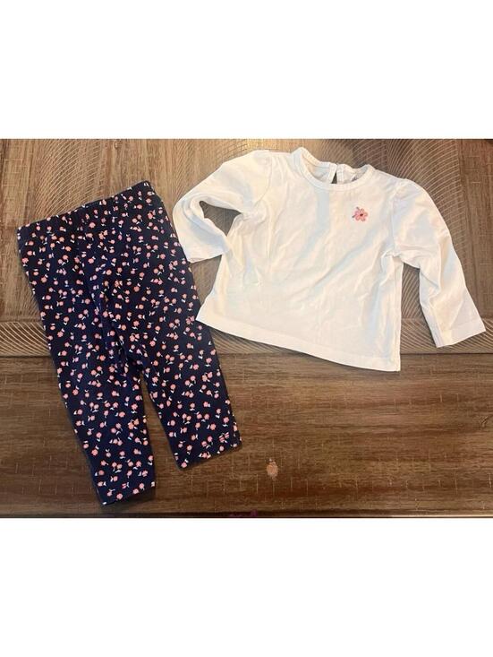 Little Me Other - Little Me Baby Girls' 12M Long Sleeve Shirt and Floral Leggings Set
